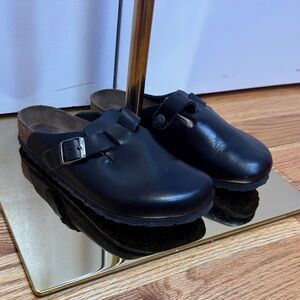Birkenstock Black Leather Boston Clog 40